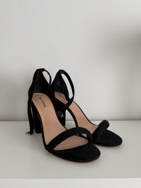 Call It Spring Black Suede Strappy Block Heels